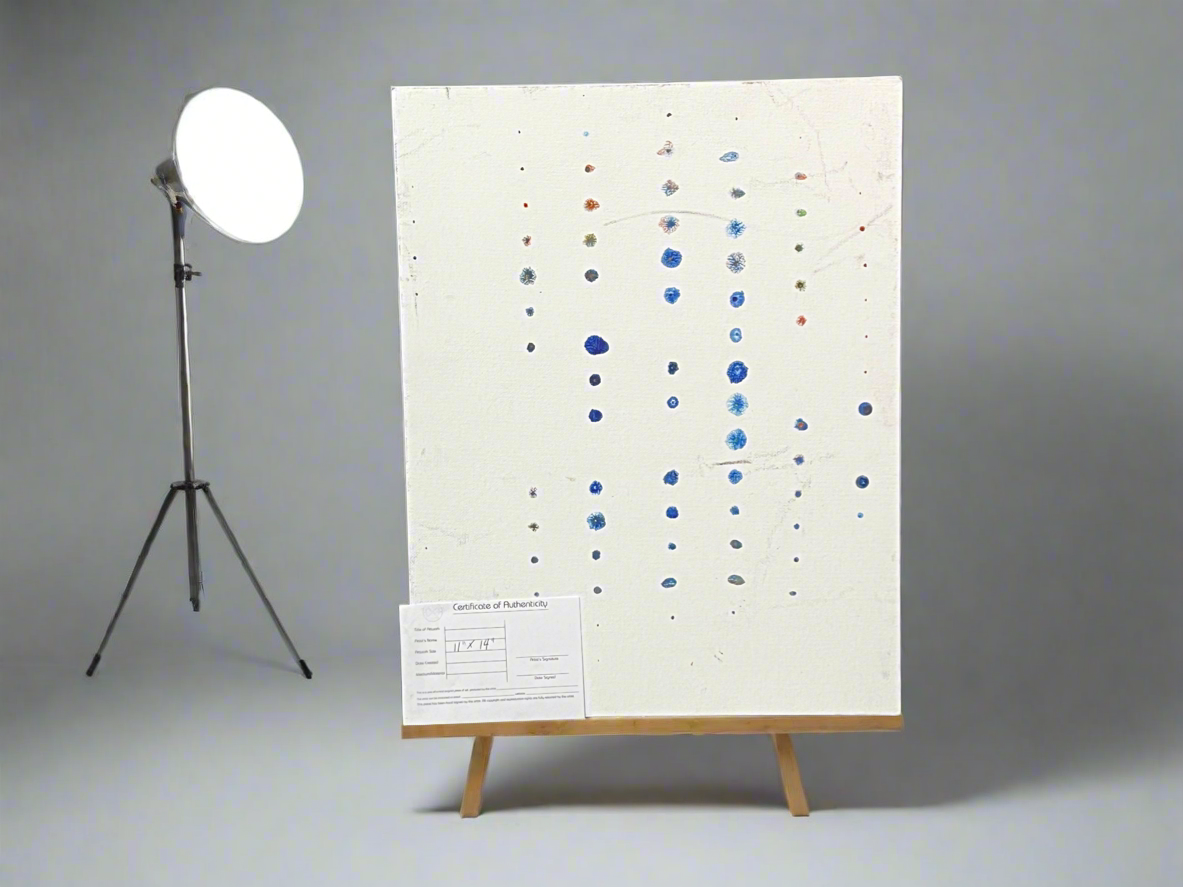 Blue polka party - DJB ArtPainting, canvas, artwork, art, unique