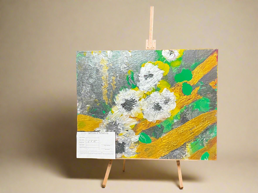 Silver bloom - DJB ArtPainting, canvas, artwork, art, unique